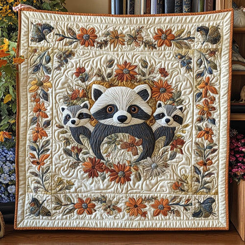 Raccoon In Flower Wreath WY2702107CL Quilt