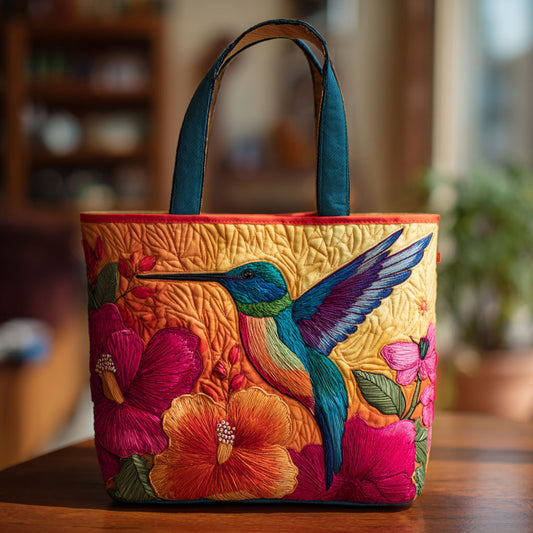 Hibiscus Hummingbird CW2209024CL Quilted Tote Bag