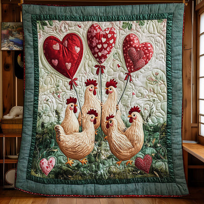 Heart Balloon And  Chicken WY1701043CL Quilt