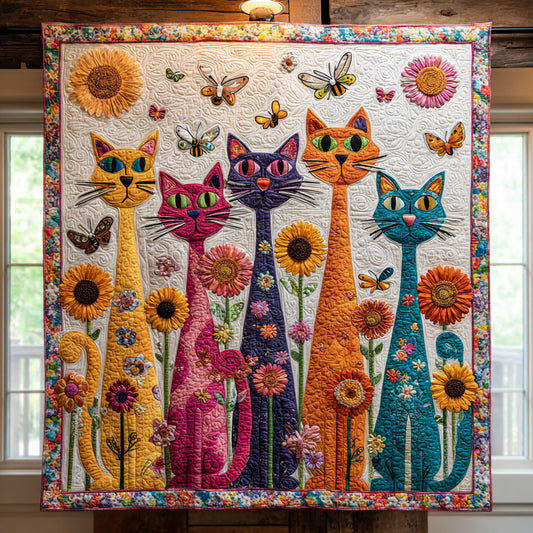 Floral Whimsical Cat CW2907026CL Quilt