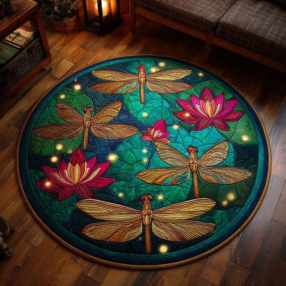 Enchanted Dragonfly Lotus CW2708005CL Quilted Round Mat