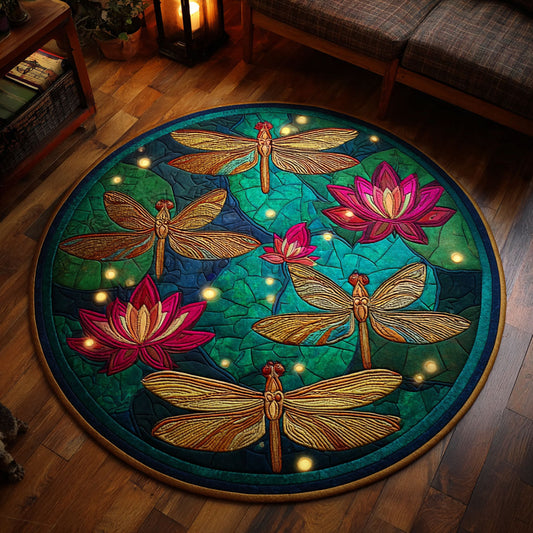 Enchanted Dragonfly Lotus CW2708005CL Quilted Round Mat