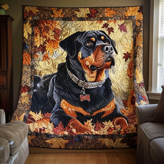 Rottweiler Autumn Forest WP1505072CL Quilt