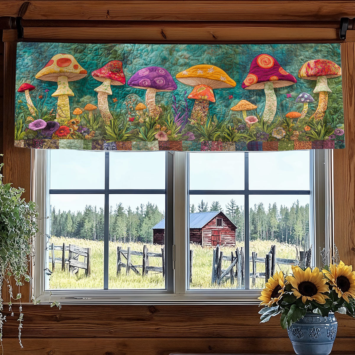 Mushroom Spirits WN0307125CL Quilted Valance