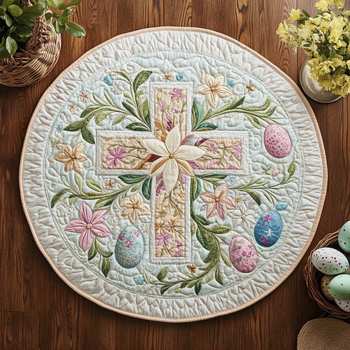 Easter Cross Miracle WN2203025CL Quilted Round Mat