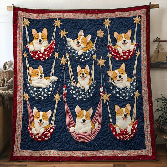 Sleepy Corgi Salute WN0804035CL Quilt