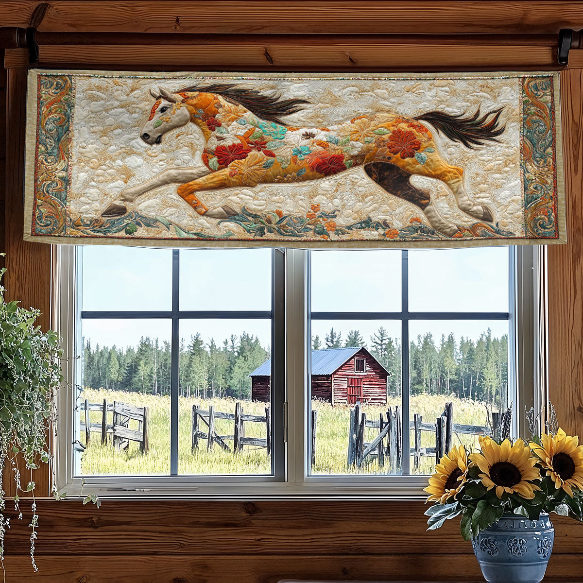 Enchanted Horse Run WN1606044CL Quilted Valance