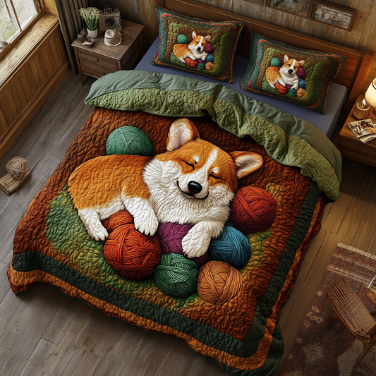 Corgi Dog And Yarn WY1001026CL Duvet Cover Set
