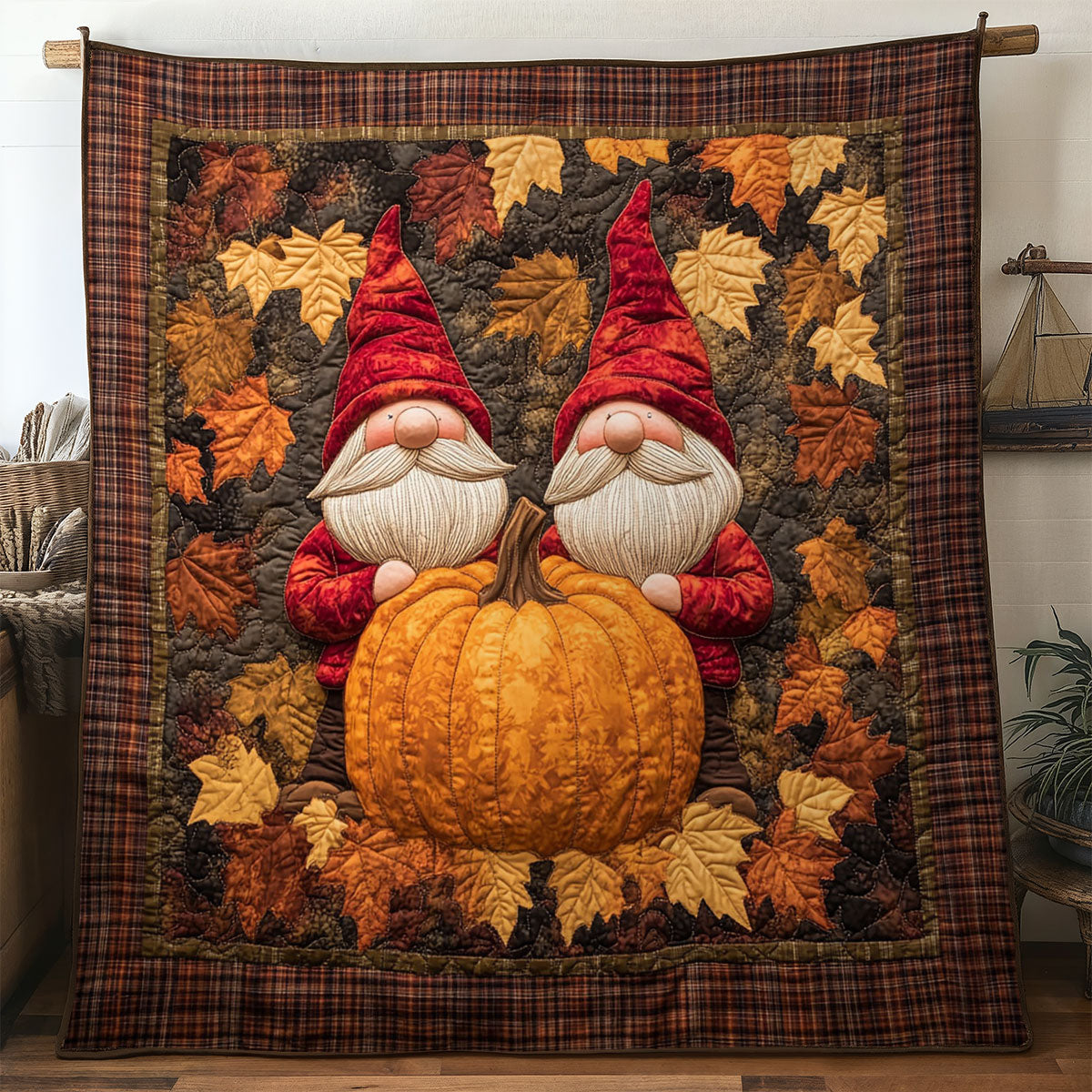 Cozy Pumpkin Gnome WN3007027CL Quilt