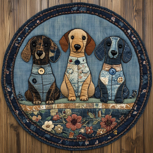 Dachshund Dreams WN0207041CL Quilted Round Mat