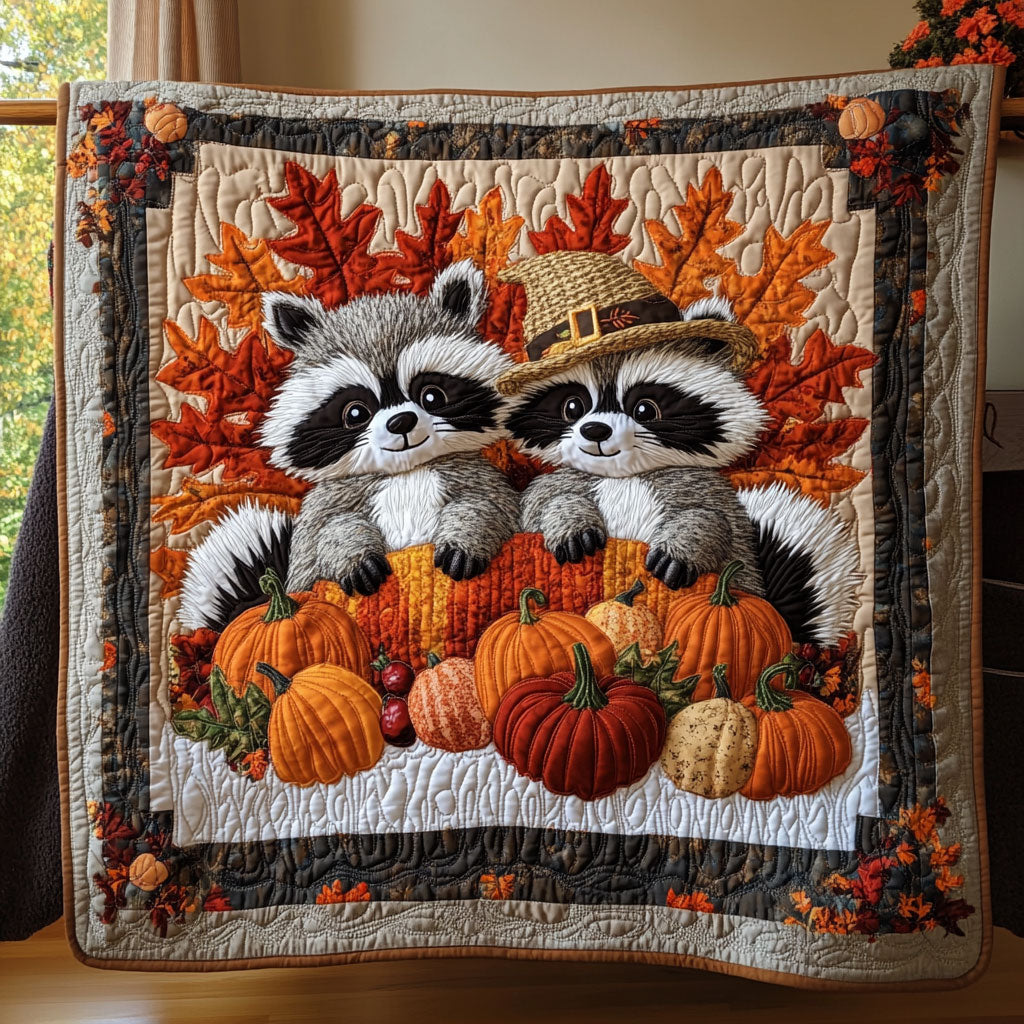 Couple Raccoon In Autumn WY2508044CL Quilt