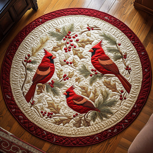 Festive Cardinal Circle CW1009003CL Quilted Round Mat