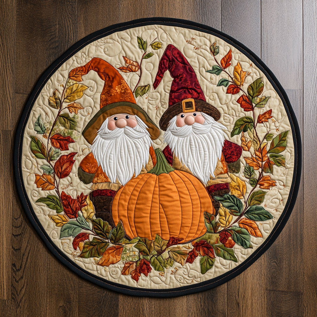 Harvest Hug Gnome WN3007060CL Quilted Round Mat
