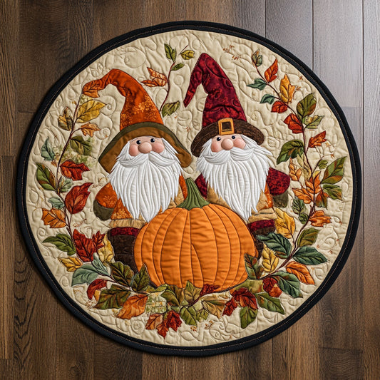 Harvest Hug Gnome WN3007060CL Quilted Round Mat