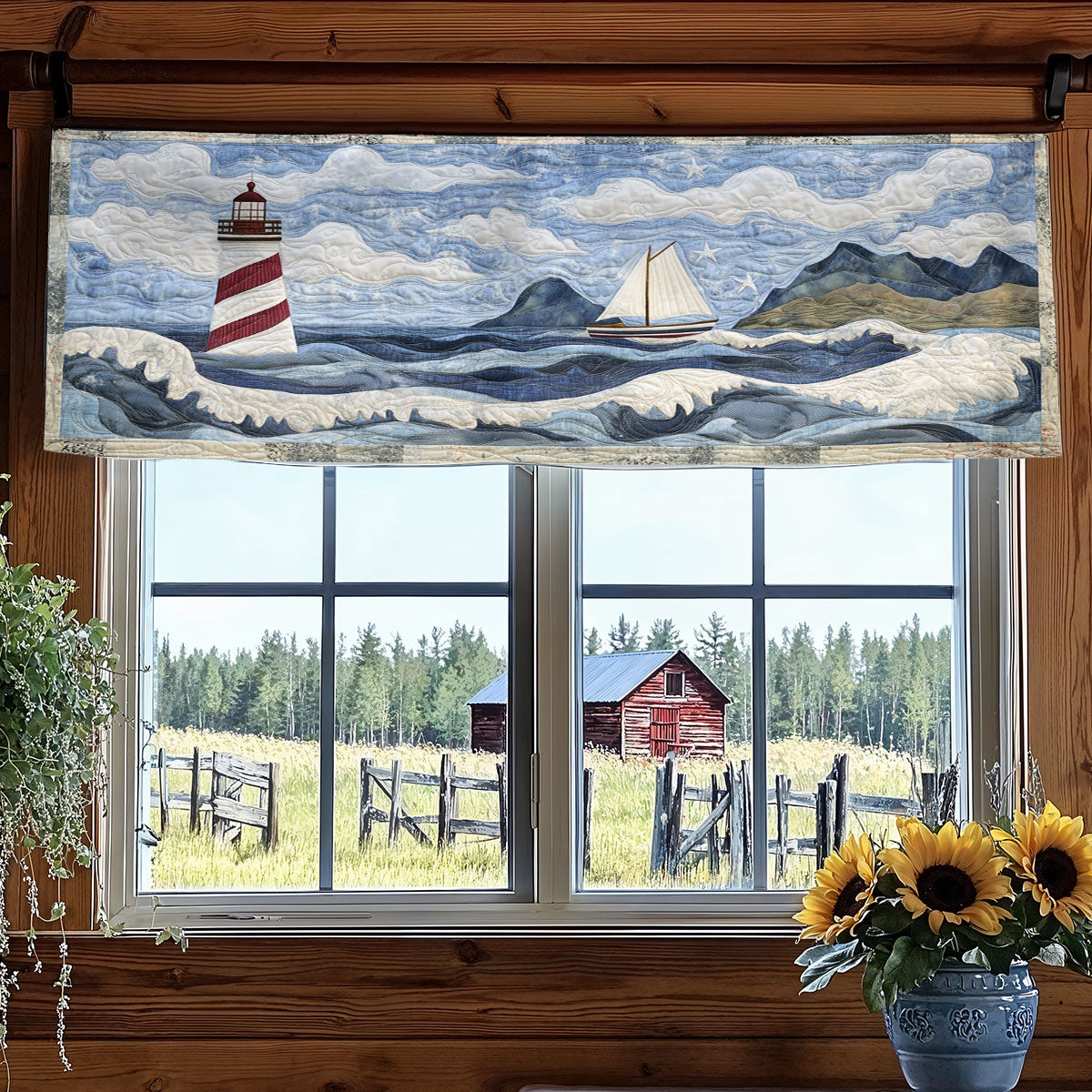 Lighthouse Shore WN0307091CL Quilted Valance
