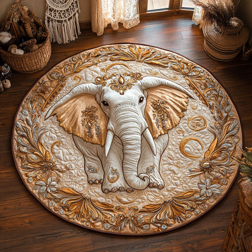 Jeweled Elephant WY0805020CL Quilted Round Mat