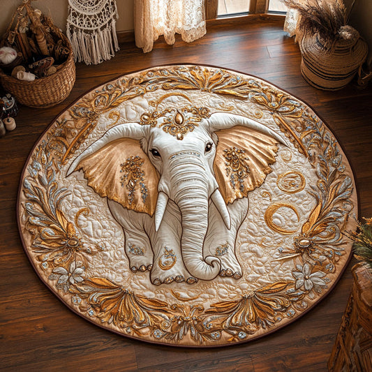 Jeweled Elephant WY0805020CL Quilted Round Mat