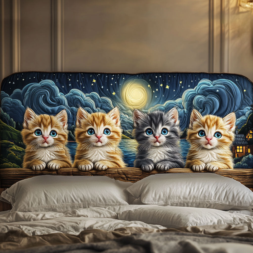 Starry Eyes Cat WN2412028CL Quilted Headboard Slipcover
