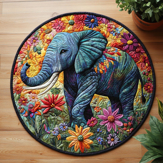 Elephant Bloom CW1605160CL Quilted Round Mat