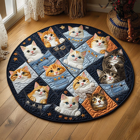 Cats In Jeans WY0608022CL Quilted Round Mat