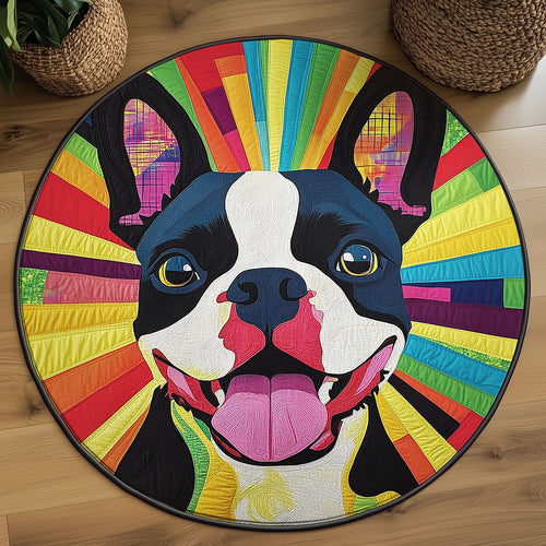 Cheerful Bulldog WJ2003075CL Quilted Round Mat