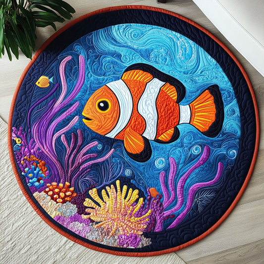 Orange Fish WX0605038CL Quilted Round Mat