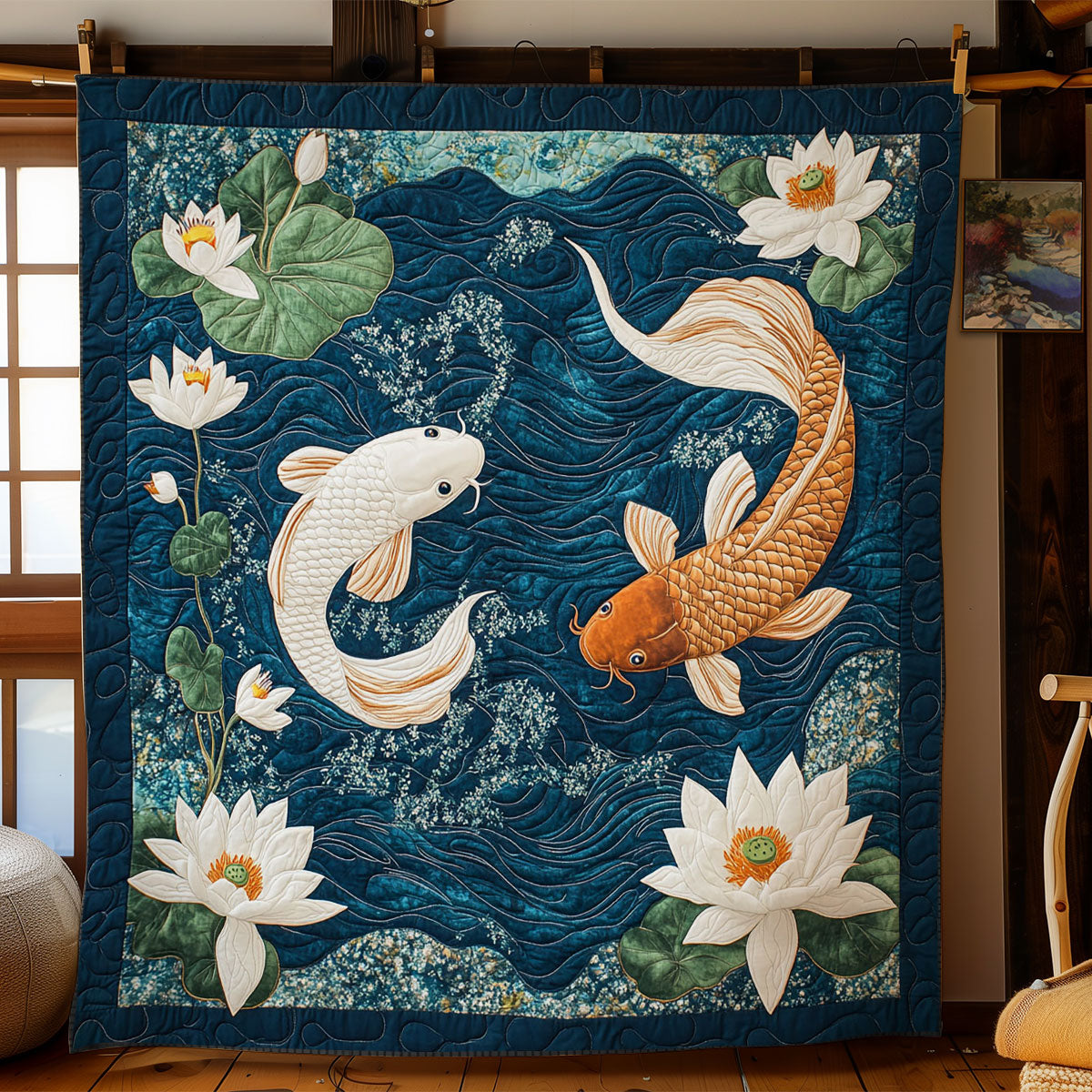 Koi Fish Pond WN2107020CL Quilt