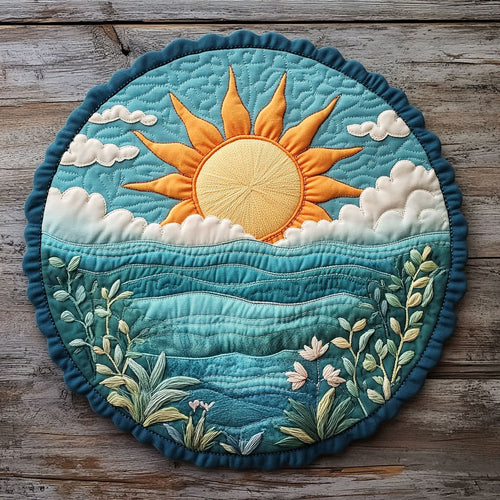 Blooming Sunrise Ocean WP0204020CL Quilted Round Mat
