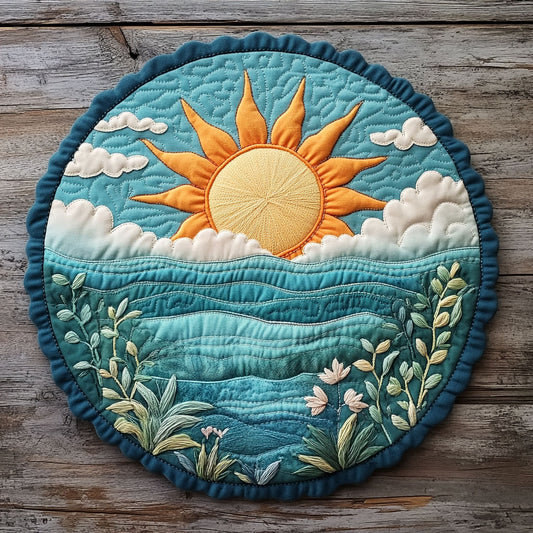 Blooming Sunrise Ocean WP0204020CL Quilted Round Mat
