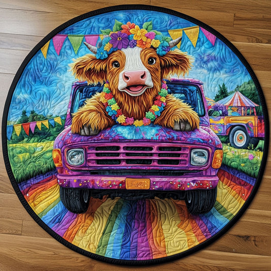 Peace, Love, and Moo LT1911030CL Quilted Round Mat