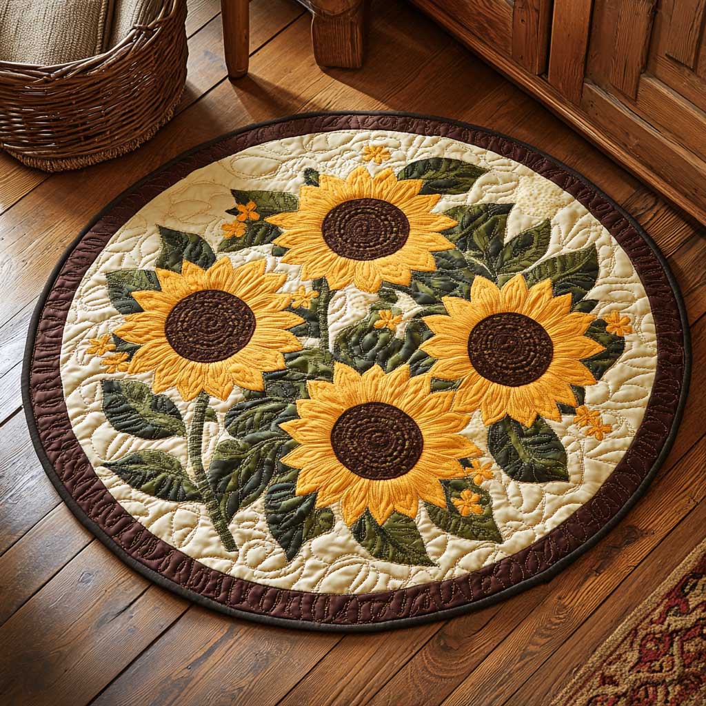 Blooming Sunflower WN1903103CL Quilted Round Mat