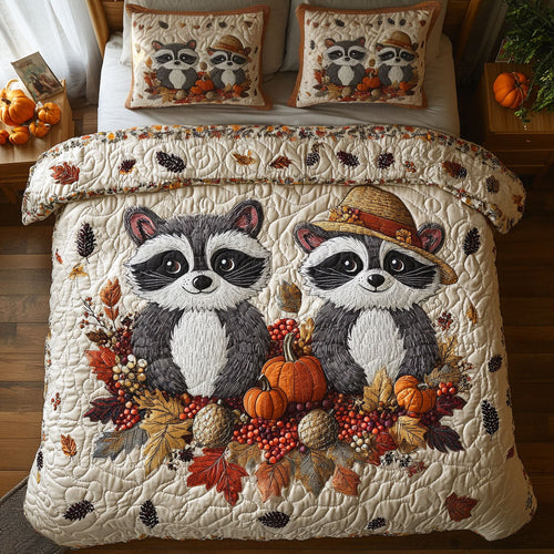 Couple Raccoon In Harvest WY2608036CL Duvet Cover Set