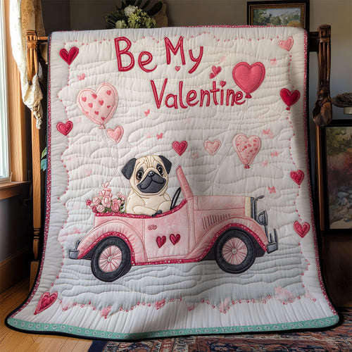Pug Car Valentine WX1812034CL Quilt