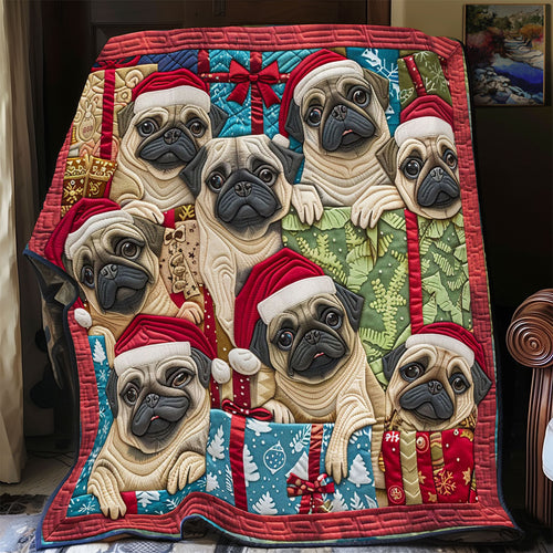 Santa Pugs CP1411074CL Quilt