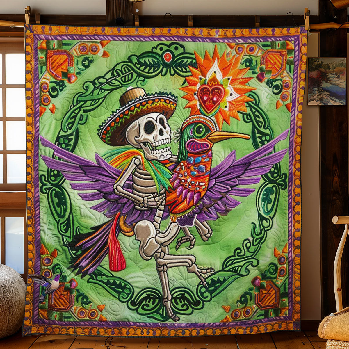 Skeleton And Wings Hummingbird WN2110049CL Quilt