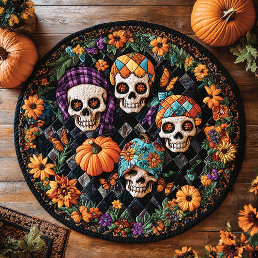 Rustic Skull WN1308108CL Quilted Round Mat