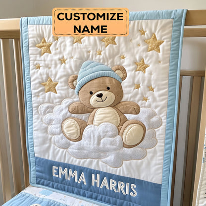 Sleepy Teddy Night CW1807017CL Personalized Baby Quilt