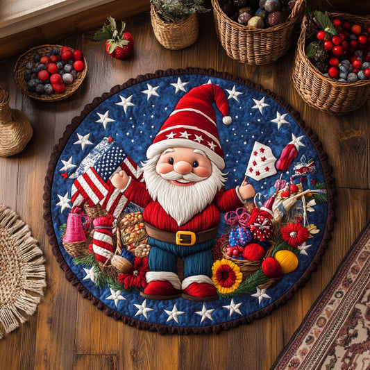 Patriotic Joy Gnome WY0306021CL Quilted Round Mat