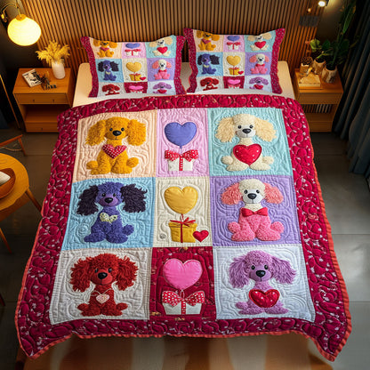 Colorful Poodle Valentine's Day WJ1012043CL Duvet Cover Set