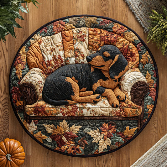 Nap Time with a Doxie CM2304009CL Quilted Round Mat