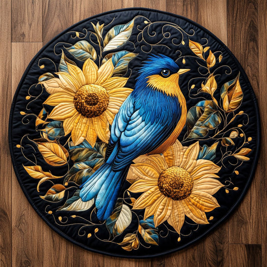 Floral Bird WX2005019CL Quilted Round Mat