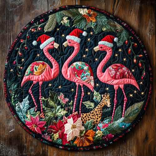 Flamingo Wreath Waltz WN1107029CL Quilted Round Mat