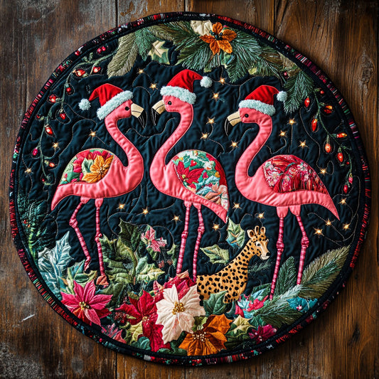 Flamingo Wreath Waltz WN1107029CL Quilted Round Mat