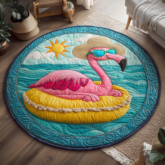 Flamingo Summer WX0605018CL Quilted Round Mat
