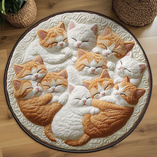 Peaceful Cat WN2203066CL Quilted Round Mat
