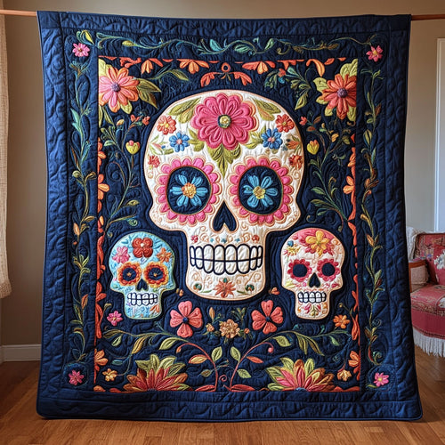Floral Sugar Three Skulls WY1108037CL Quilt