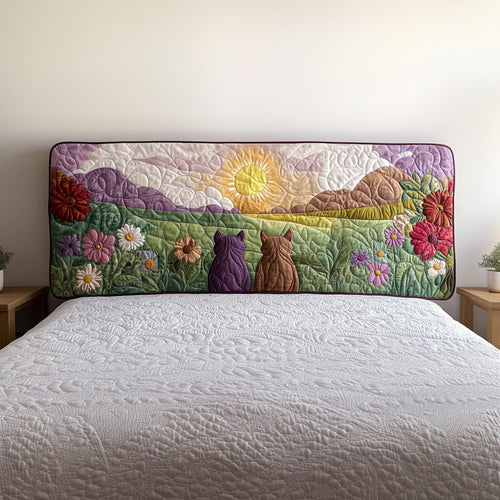 Cats Waiting Dawn QA3012004CL Quilted Headboard Slipcover