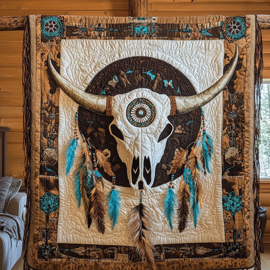 Native Cow Skull WY1904022CL Quilt