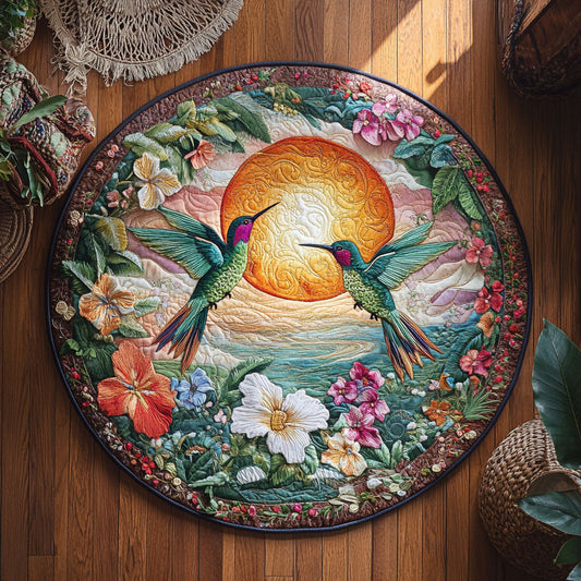Twin Hummingbirds And Sun WY0107047CL Quilted Round Mat
