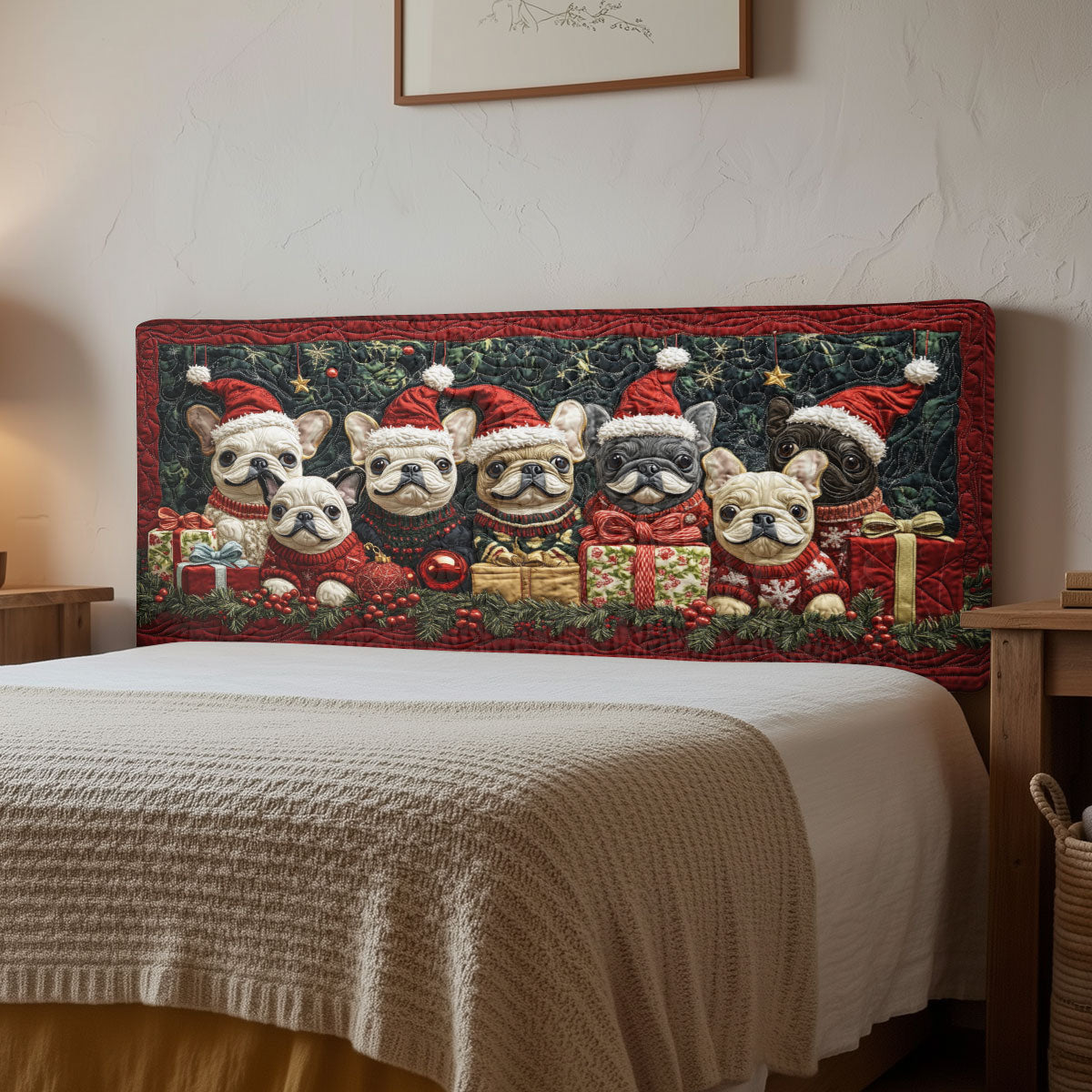 Holiday Bulldog CW1312010CL Quilted Headboard Slipcover